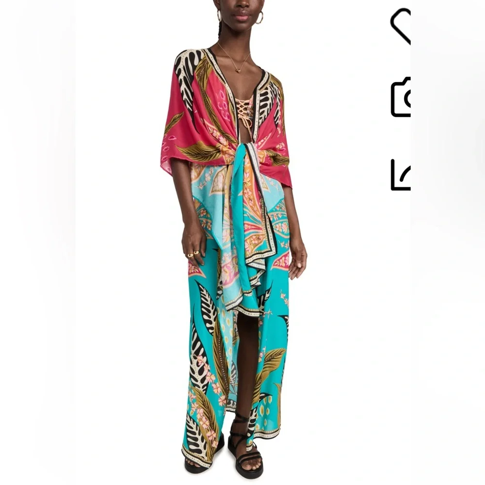 Agua Bendita Dara Kimono MultiColor Cover‎ Up